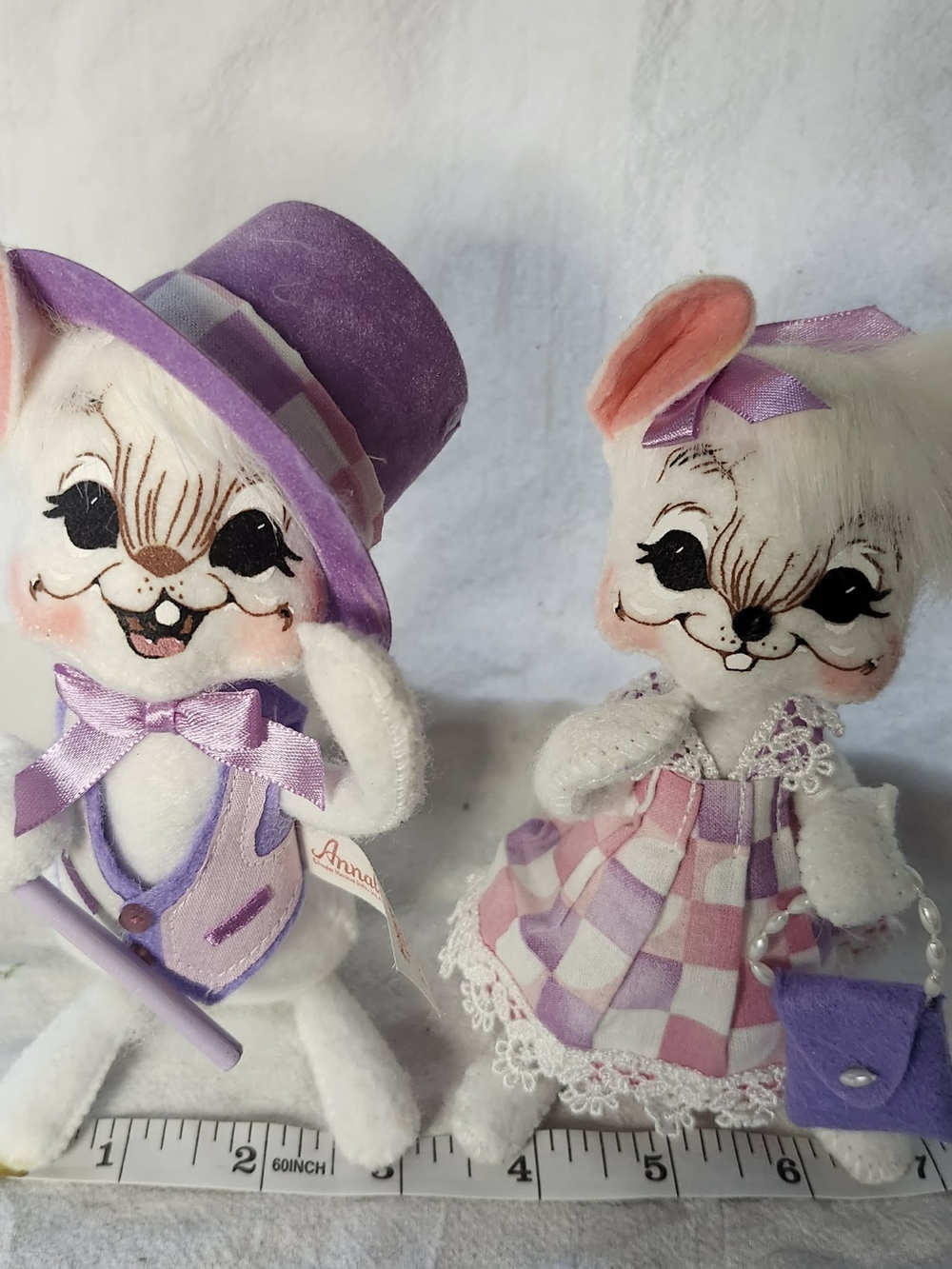 Vintage Annalee Mobilitee Easter/Spring White Mouse Couple